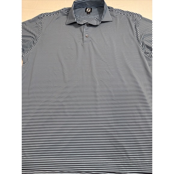 FootJoy Golf Polo Shirt Navy Striped Performance Stretch Short Sleeve XL - Picture 1 of 9